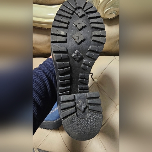 Blue Nappa Leather Upper Heels 4 inches Boots Booties Lace size 9 - Picture 3 of 5